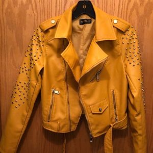 Brand new nasty gal mustard faux leather jacket
